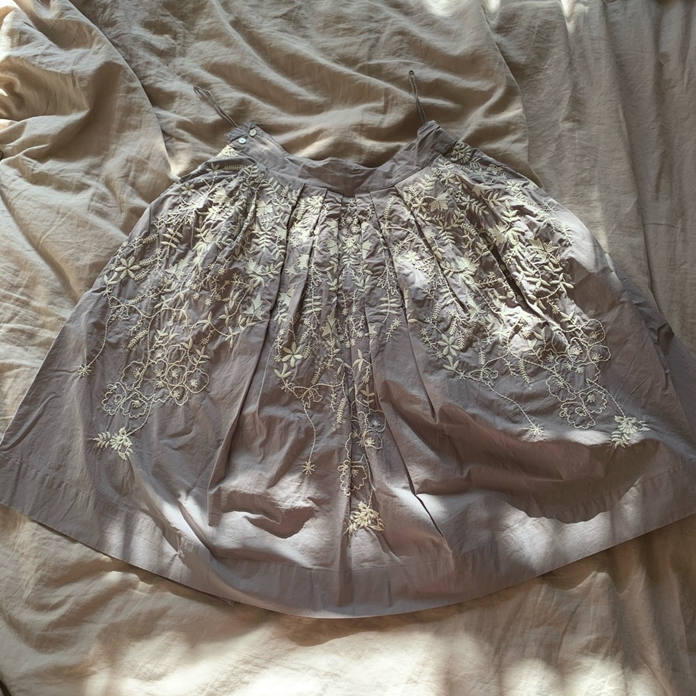 anthro embroidered cotton full skirt